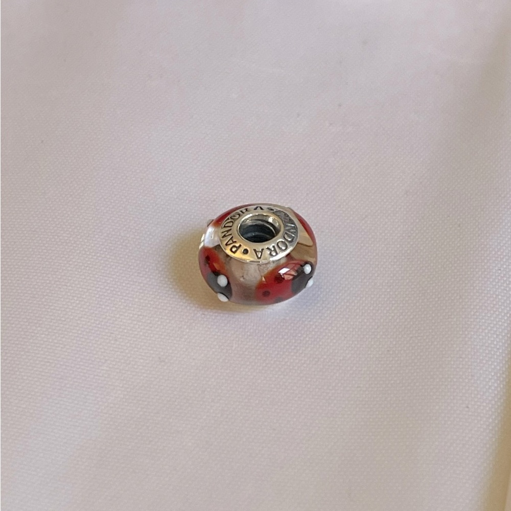PANDORA glass bead ladybug charm